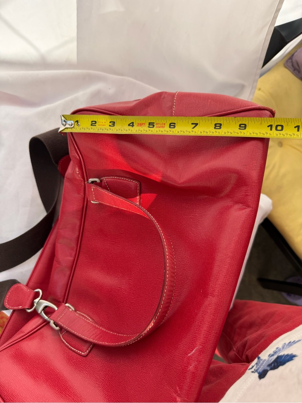 Vintage Ann Taylor Red Leather Duffle Bag Weekender CarryOn Travel Luggage AS IS - Picture 12 of 16